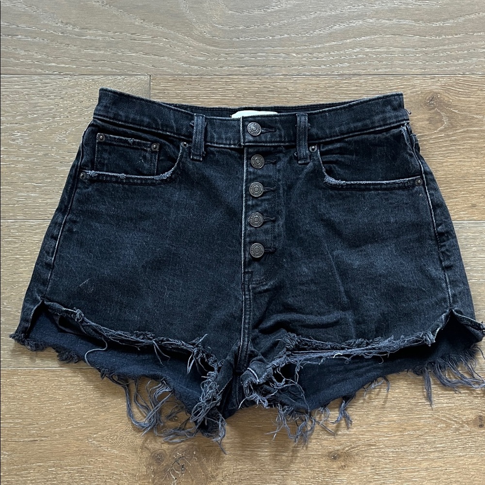 Abercrombie & Fitch Distressed Black Jean Shorts
